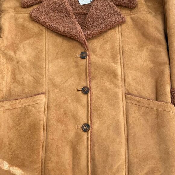 Free People Brown Diogo Sherpa Coat Penny Lane size M NWT New $248  Polyester - Picture 3 of 11